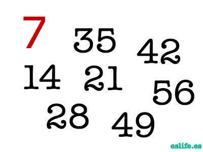 los primeros 100 multiplos de 7